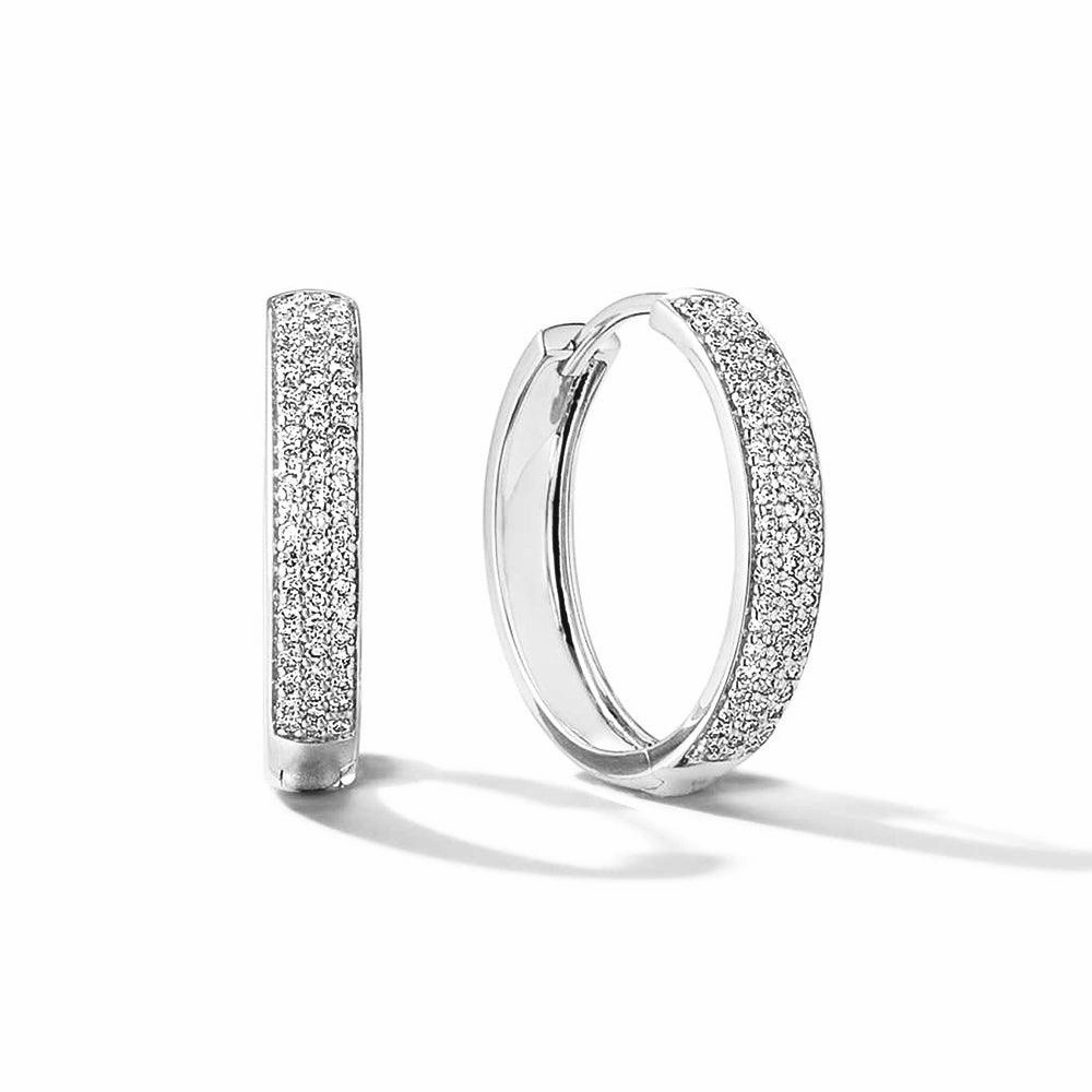 Triple Row Pav?? Lab Grown Diamond Bold Medium Hoops Impeccable Highlight