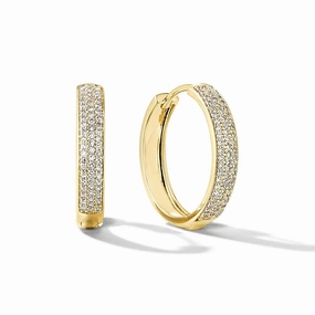Fashion Layer Triple Row Pav?? Lab Grown Diamond Bold Medium Hoops