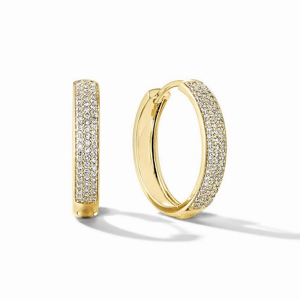 Fashion Layer Triple Row Pav?? Lab Grown Diamond Bold Medium Hoops