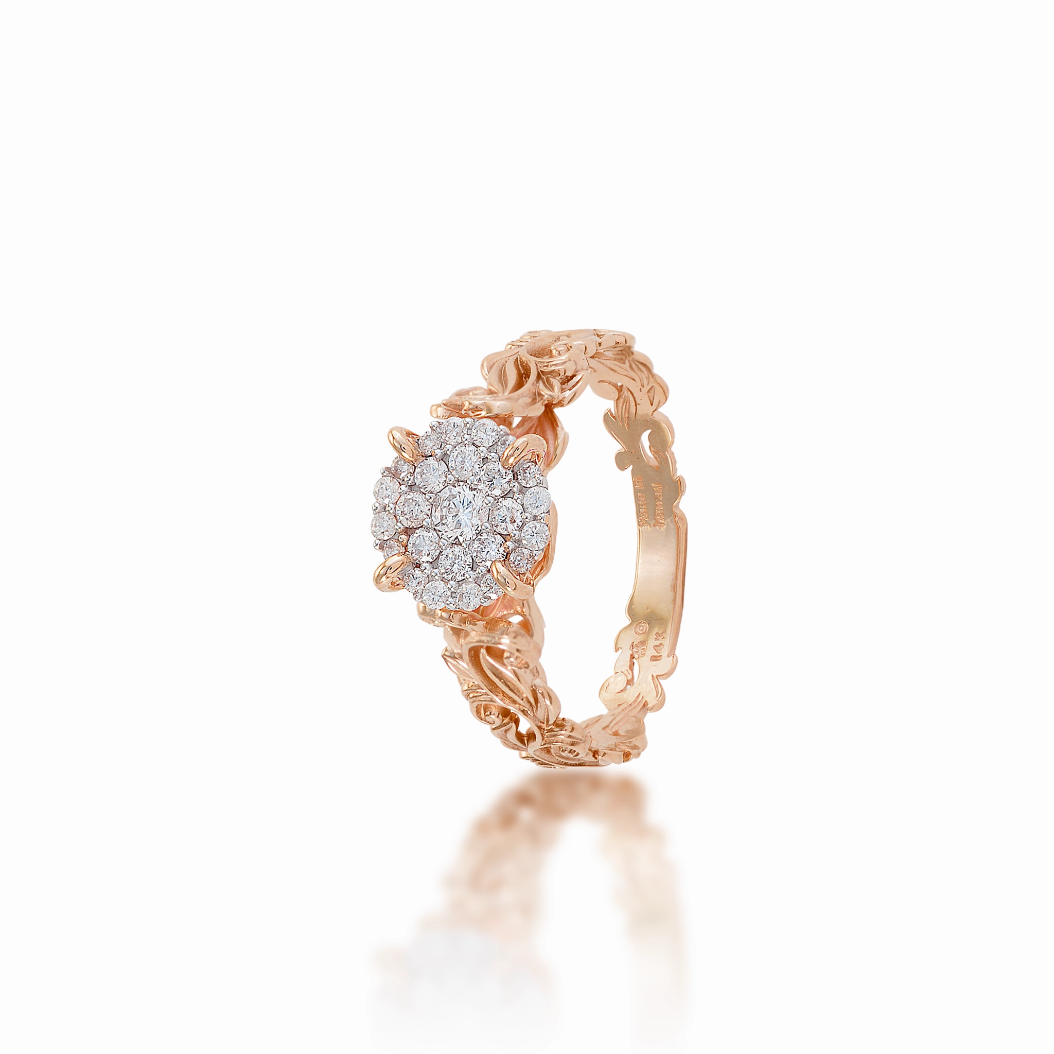 Living Heirloom Engagement Ring in Rose Gold with Diamonds Effortless Fit