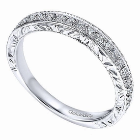 Evening Glamour Casual Simplicity Bead Set Engraved Shank Diamond Band .37 Cttw 14k Gold 212B