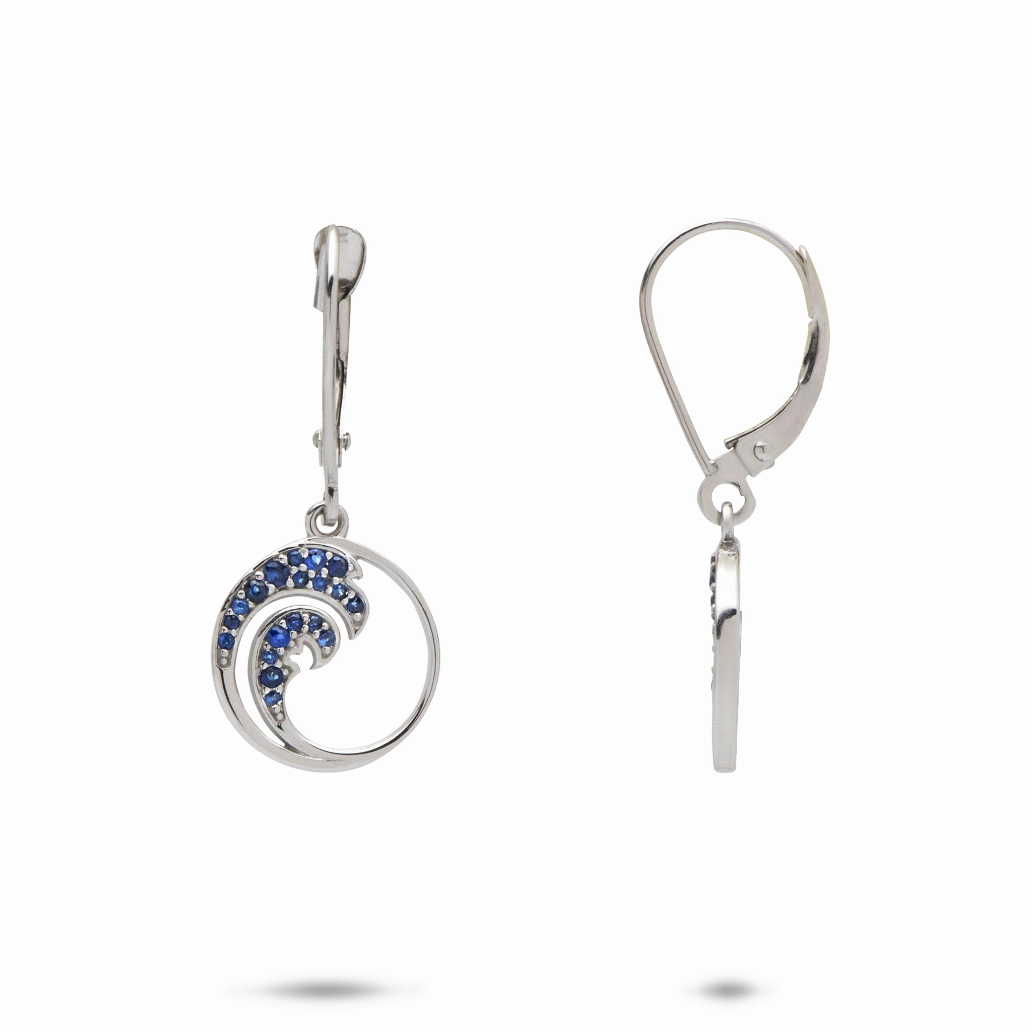Nalu Earrings in White Gold with Blue Sapphires - 12mm Neutral Mood City Elegance