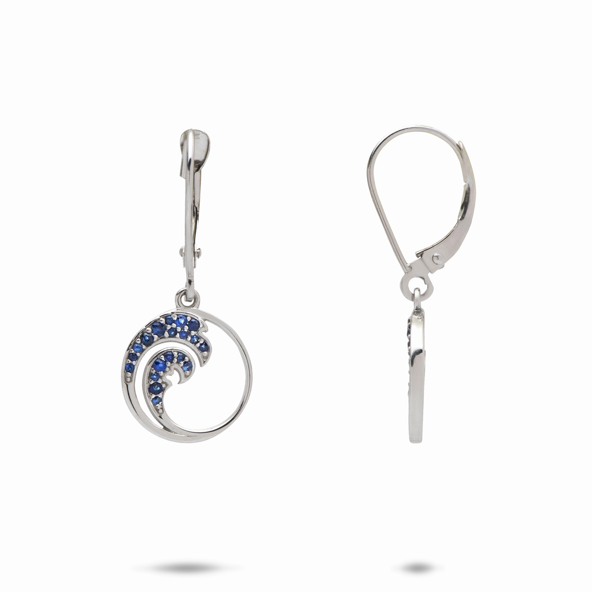 Nalu Earrings in White Gold with Blue Sapphires - 12mm Weekend Vibe