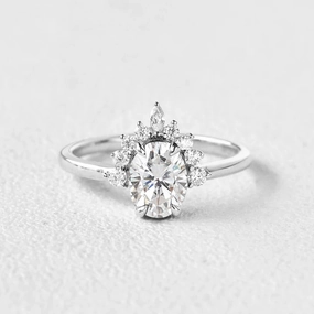 Vibrant Jewelry Oval Cut Moissanite 4 Prongs White Gold Ring
