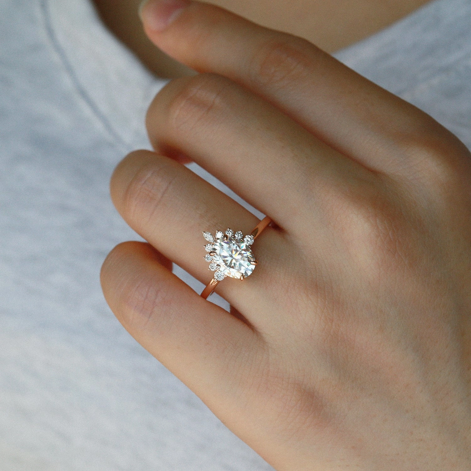 Oval Cut Moissanite 4 Prongs White Gold Ring Graceful Appeal