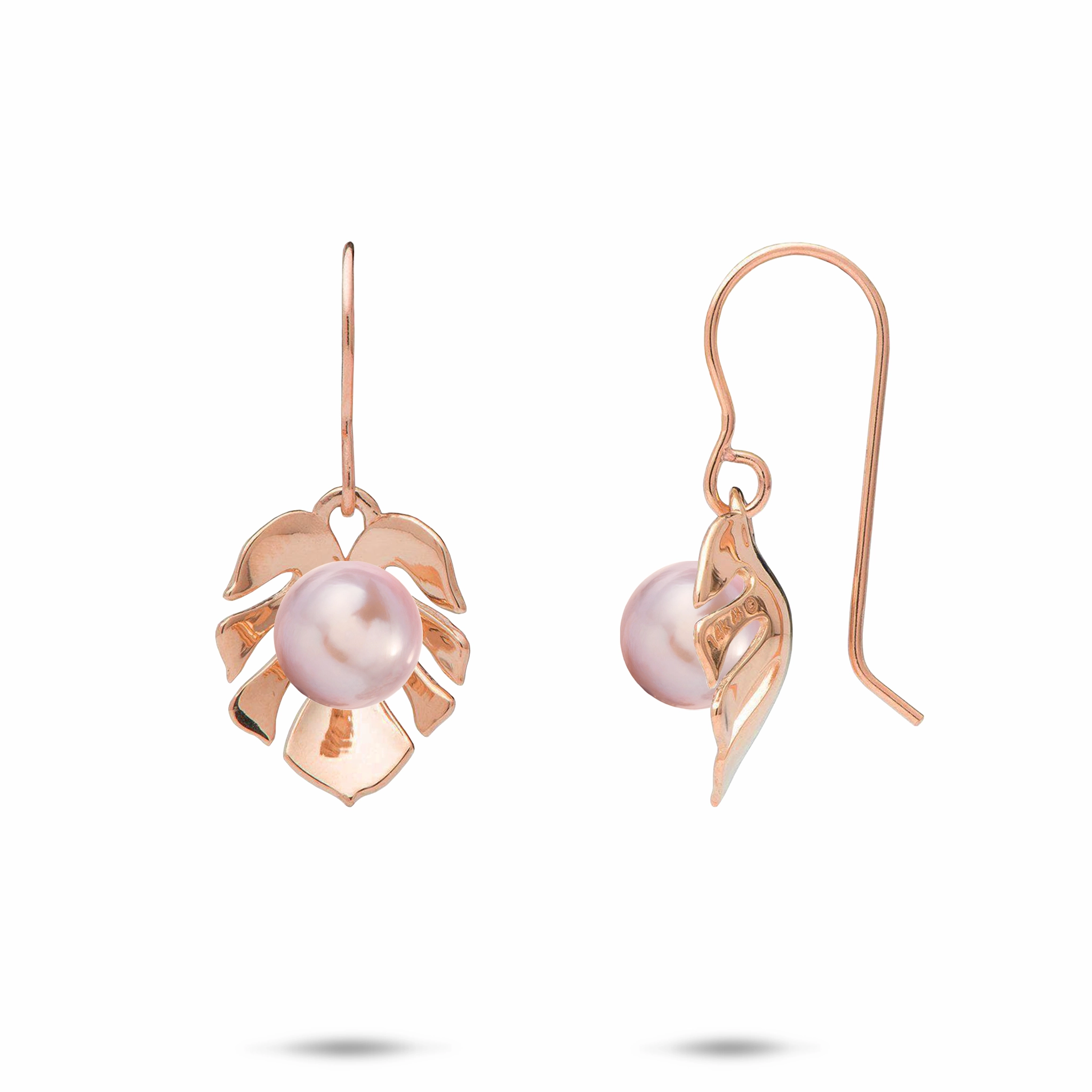 Pick A Pearl Monstera Earrings in Rose Gold - 15mm Handmade pieces