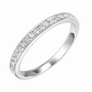 Creative Match Versatile Charm Bead Set Diamond Stackable Ring .12 Cttw 10K White Gold