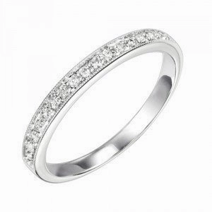 Iconic Style Bead Set Diamond Stackable Ring .12 Cttw 10K White Gold