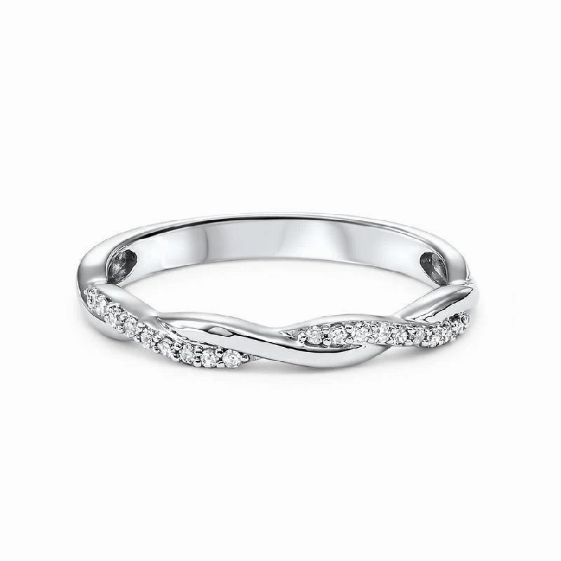 Fashion Collection Crossover Diamond Band 1/10 Cttw 14K White Gold