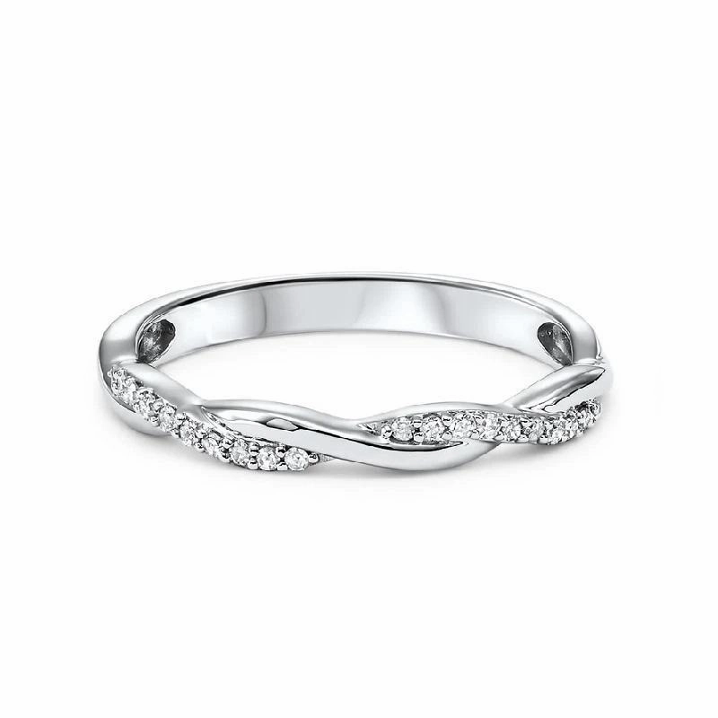 Personalized Item Crossover Diamond Band 1/10 Cttw 14K White Gold