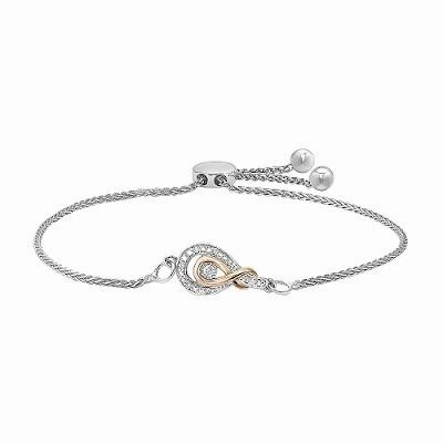 Infinity Knot Bolo Diamond Cluster Bracelet 10K Rose Gold Alluring Edge custom design