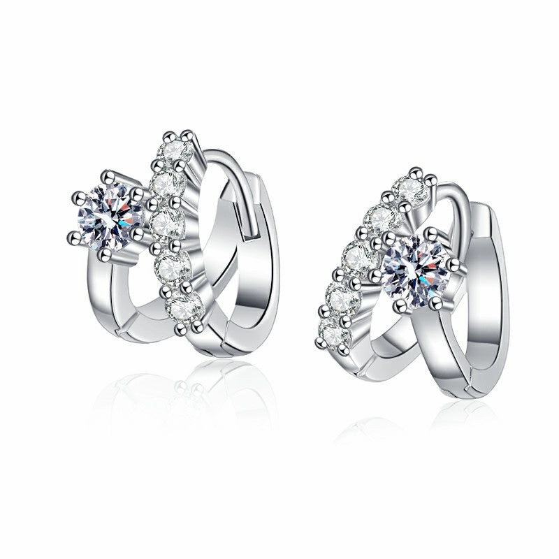 Moissanite Double Hoop Earrings | S925 Sterling Silver Elite Accent date night look
