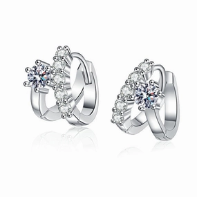 Moissanite Double Hoop Earrings | S925 Sterling Silver Elite Accent date night look
