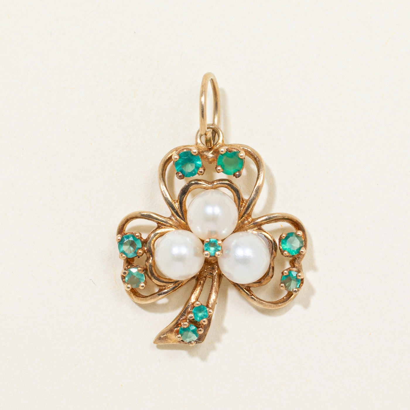 Emerald & Pearl Openwork Cloverleaf Charm | 0.30ctw Breezy Style Daily Essentials