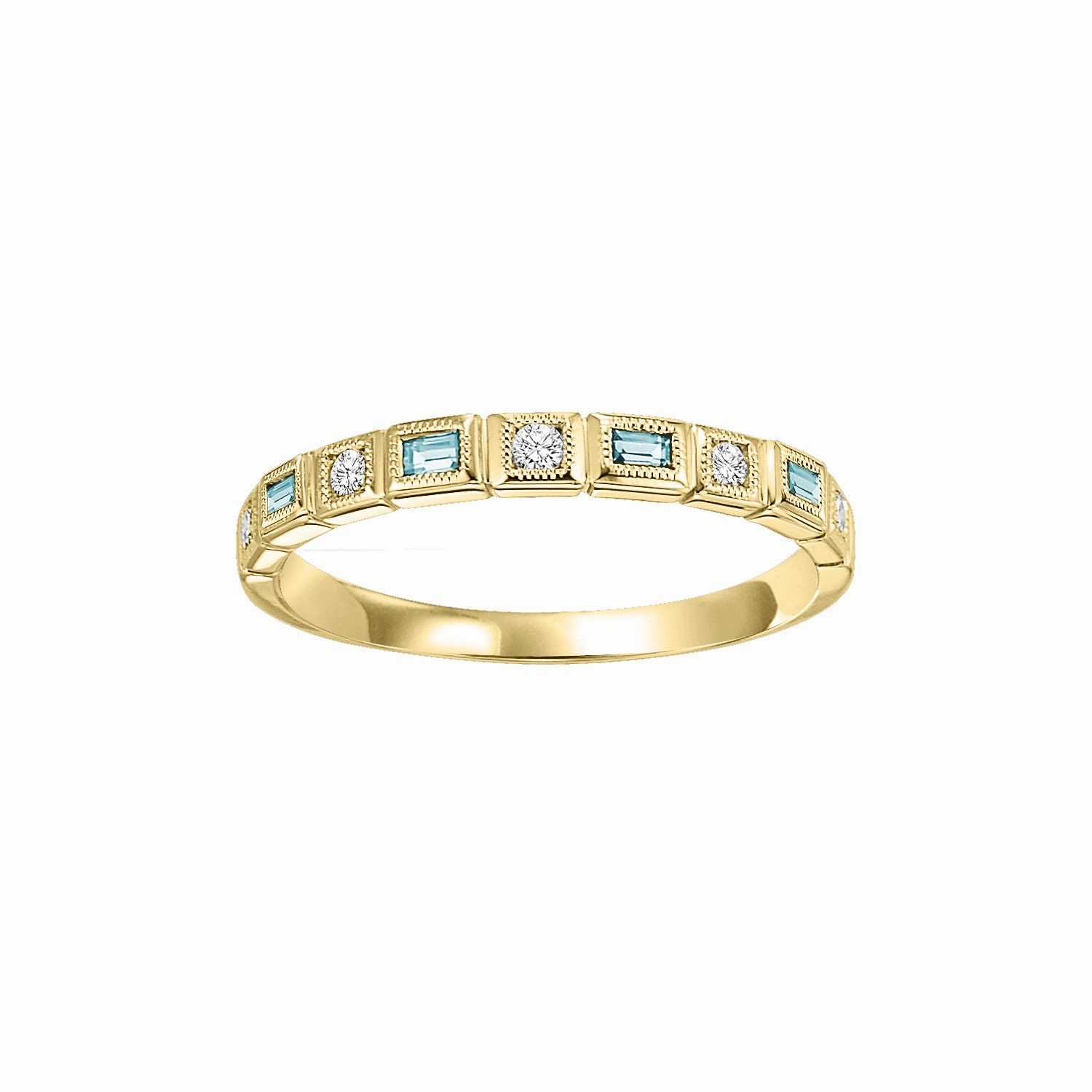 Beautiful Bauble Emerald Cut Aquamarine Birthstone Ring 14k Yellow Gold