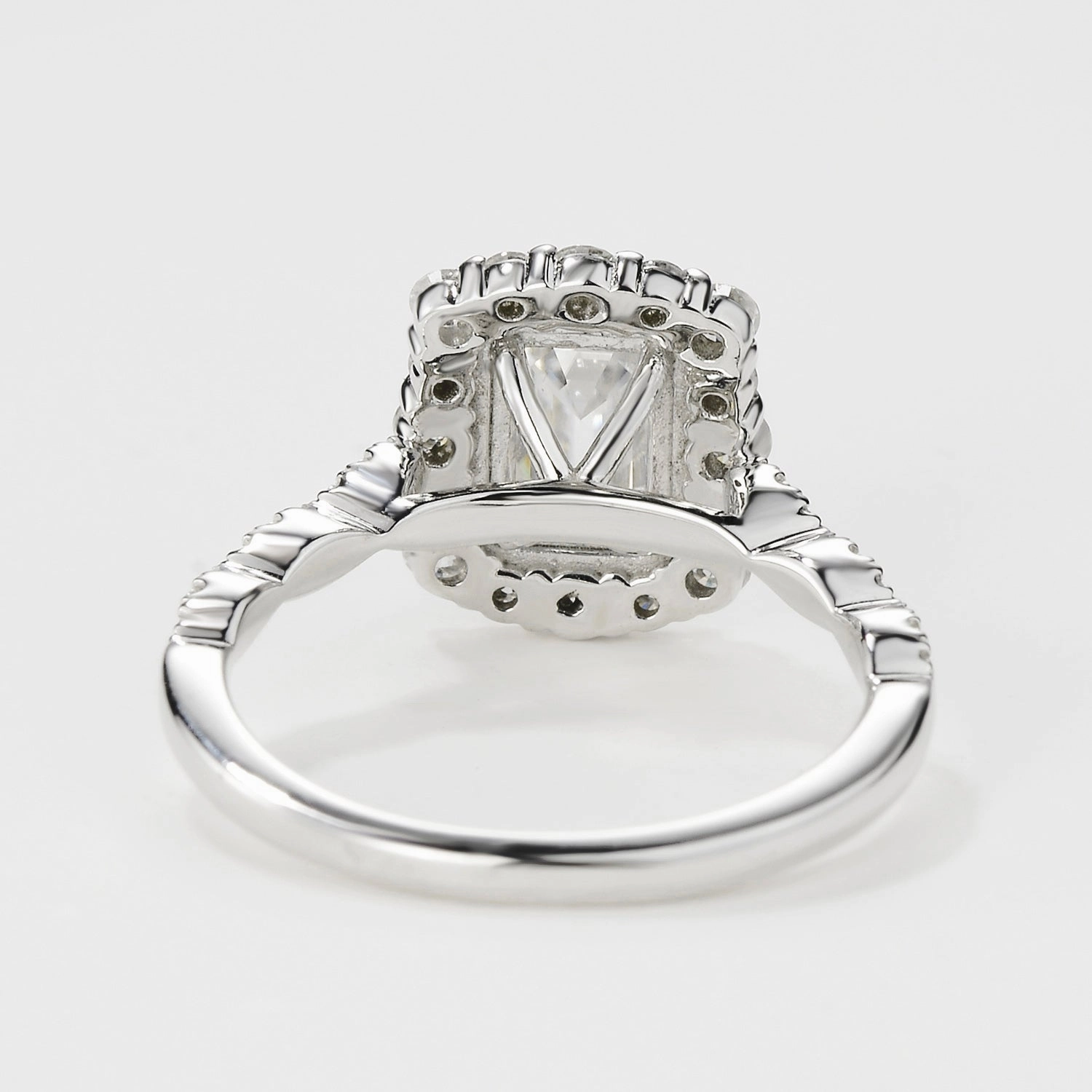 Emerald Cut Moissanite Classic White Gold Engagement Ring Bold Glance