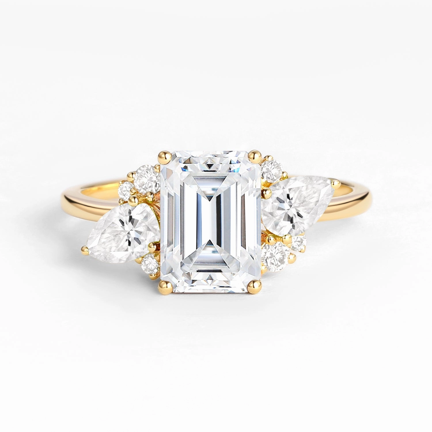 Emerald Cut Moissanite Double Pear Engagement Ring Daily Match Everyday Edge