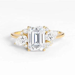 Emerald Cut Moissanite Double Pear Engagement Ring Daily Match Everyday Edge