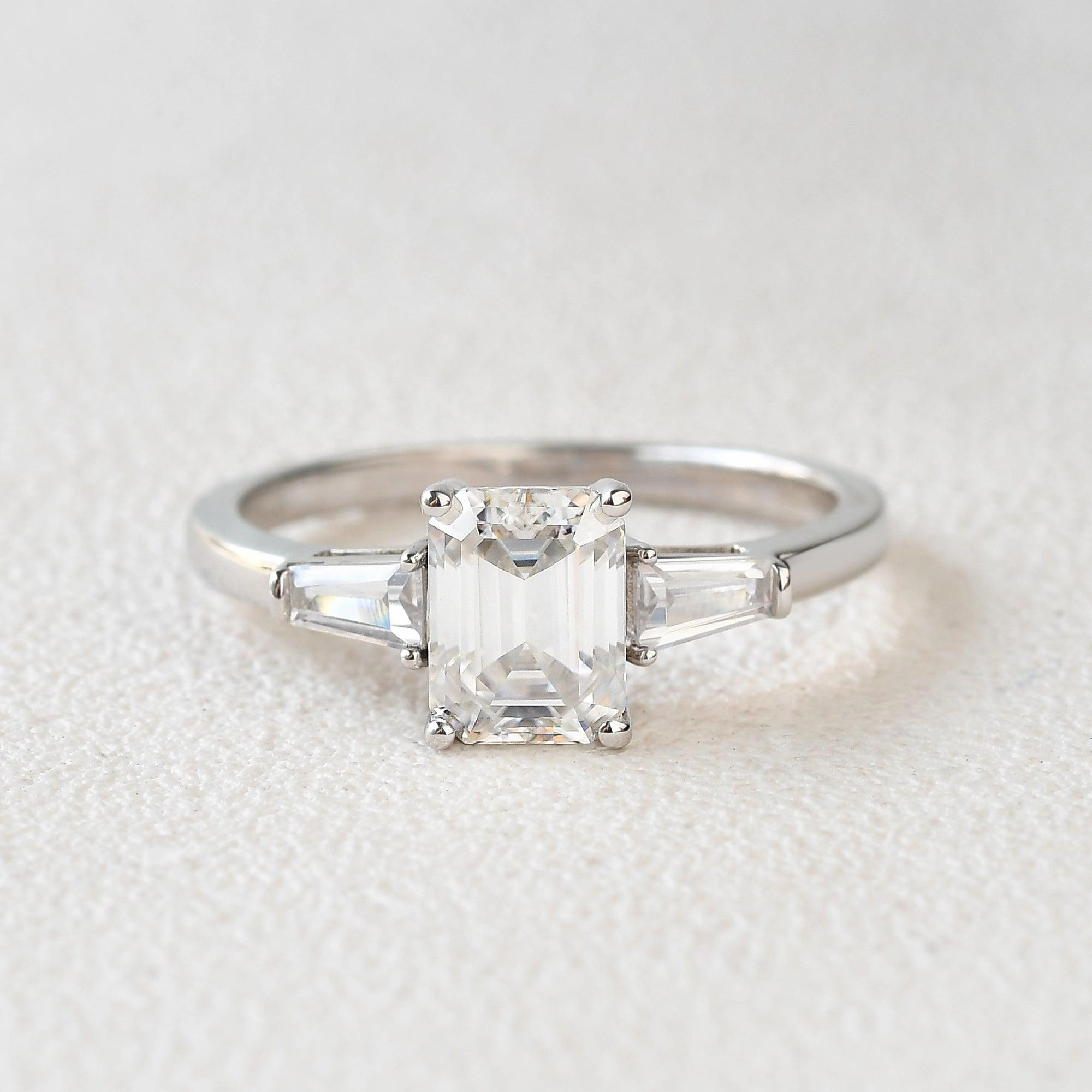 Radiant Edge Emerald Cut Moissanite Vintage Ring