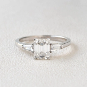 Radiant Edge Emerald Cut Moissanite Vintage Ring