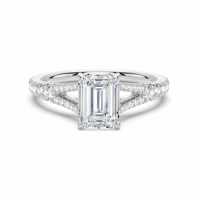 Handmade Statement Emerald Cut Split Shank Moissanite Engagement Ring