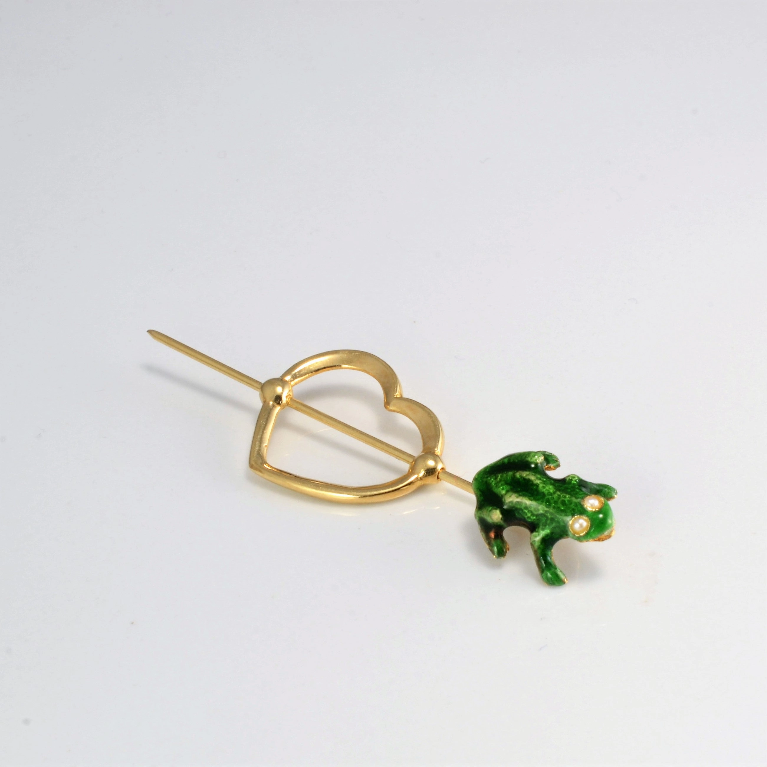 Enameled Frog Gold Pin Fashion Detail