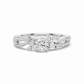 Three Stone Lab Grown Diamond Twisted Band Promise Ring Gloss Appeal Layered Design