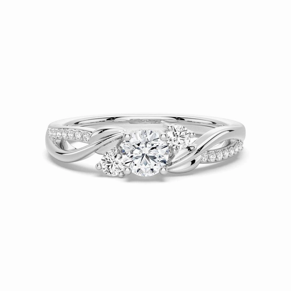 Luxury Element Three Stone Lab Grown Diamond Twisted Band Promise Ring