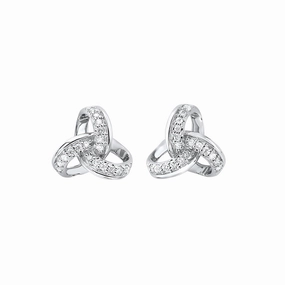 Retro Ornament Endless Trinity Knot Diamond Stud Earrings 1/10 Cttw