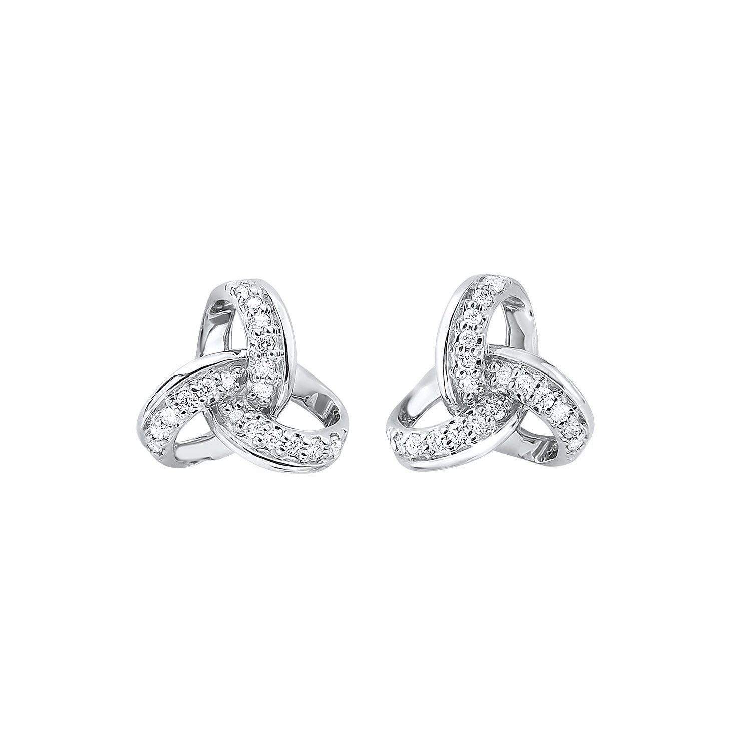 Retro Ornament Endless Trinity Knot Diamond Stud Earrings 1/10 Cttw