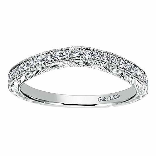 Engraved Shank Diamond Band .19Cttw 14K White Gold  144B Elegant Product