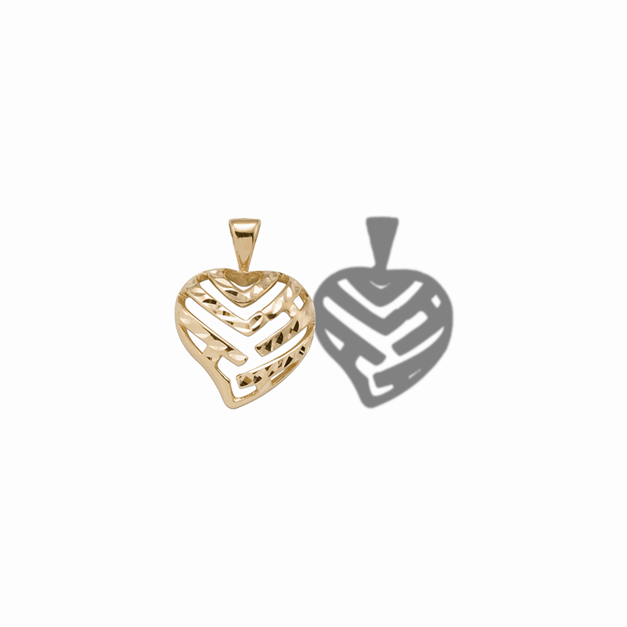 Aloha Heart Pendant in Gold - 15mm Artisan Detail
