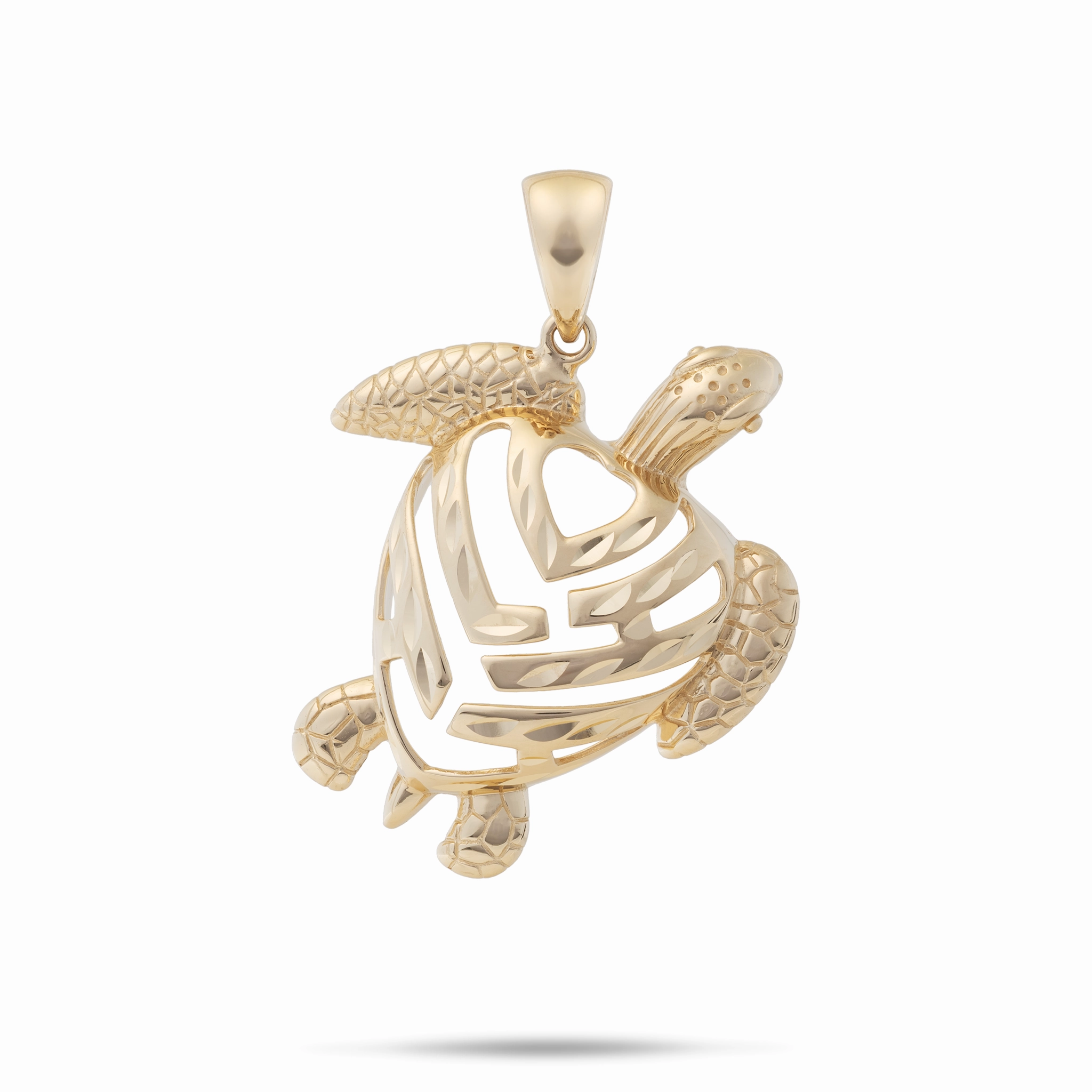 Glamorous Design Precious Gifts Honu Aloha Heart Pendant in Gold - 26mm