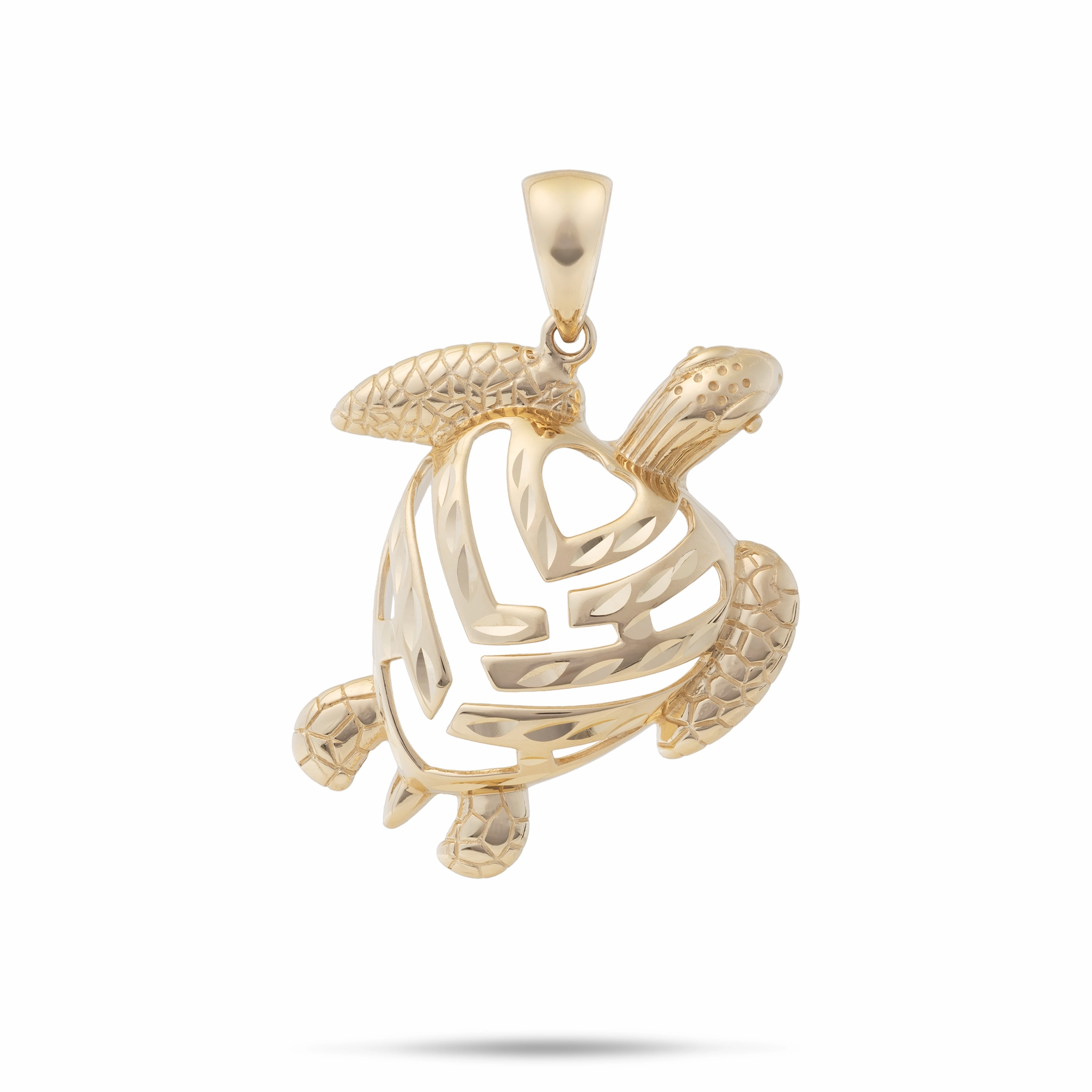 Honu Aloha Heart Pendant in Gold - 26mm Elegant Pick
