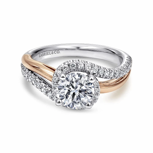 Gift Fit Everly - 14K White-Rose Gold Round Halo Diamond Engagement Ring