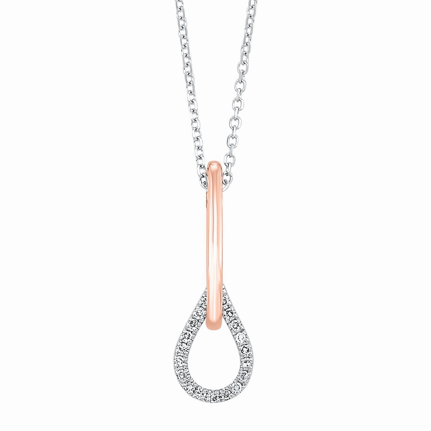 Urban Highlight 2-Tone Love's Crossing Diamond Drop Necklace 1/25 Cttw