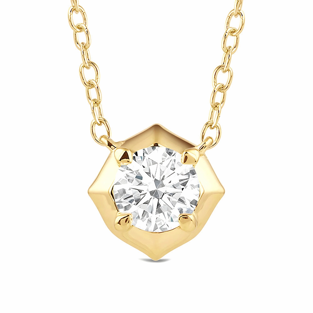 Hexagonal Lab Grown Diamond Solitaire Pendant Necklace Chic Shape Exquisite Style