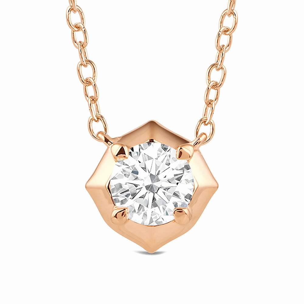 Hexagonal Lab Grown Diamond Solitaire Pendant Necklace Sophisticated Touch