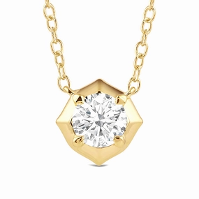Party Design Hexagonal Lab Grown Diamond Solitaire Pendant Necklace