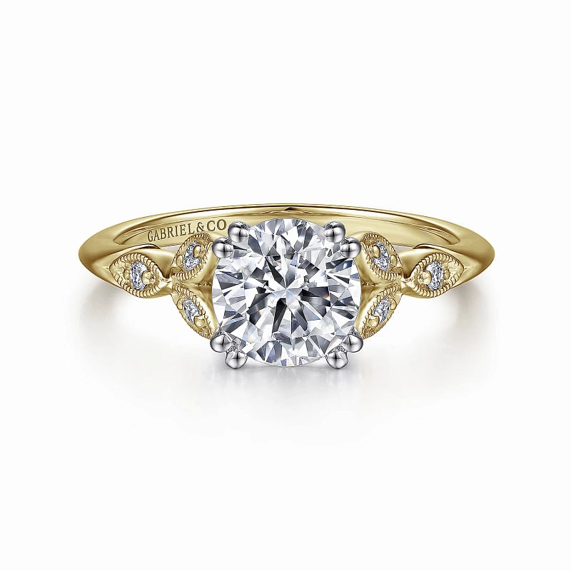 Fashion pieces Glow Mode Celia - 14K White-Yellow Gold Round Diamond Engagement Ring