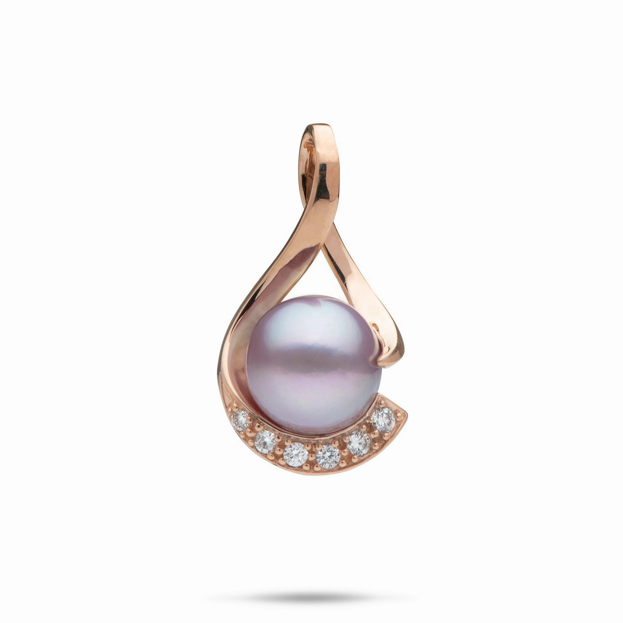Work Accent Lavender Freshwater Pearl Pendant in Rose Gold with Diamonds - 12-13mm