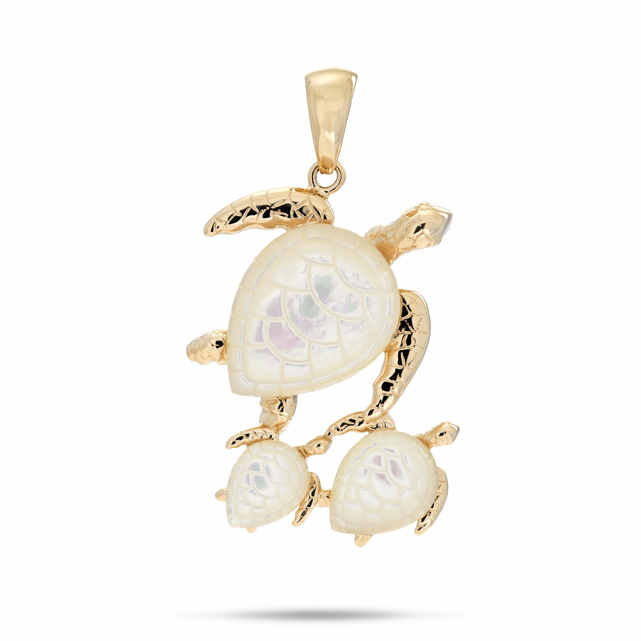Honu Mother of Pearl Pendant in Gold - 29mm Dressed Up Look Vibrant Edge