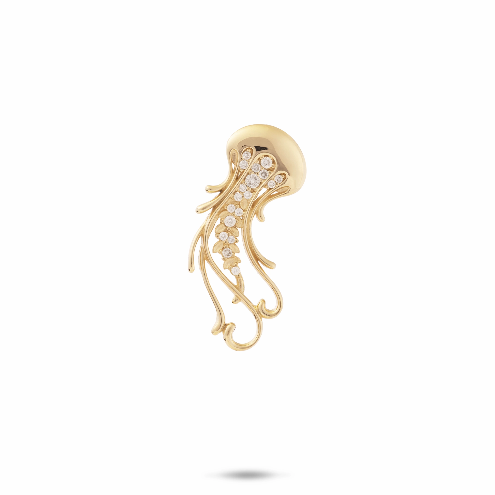 Ocean Dance Jellyfish Pendant in Gold with Diamonds - 24mm Contemporary Design Iconic look