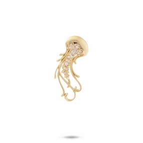 Ocean Dance Jellyfish Pendant in Gold with Diamonds - 24mm Radiant Shine
