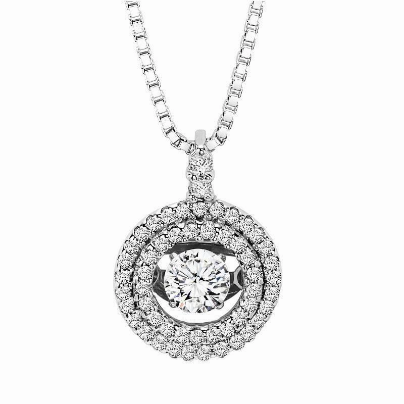 Rhythm of Love Double Halo Diamond Necklace 14K Everyday Luxury youth appeal
