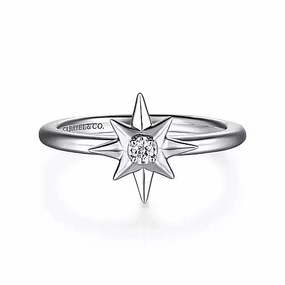 925 Sterling Silver Diamond Starburst Ring Romantic Vibe Creative Look
