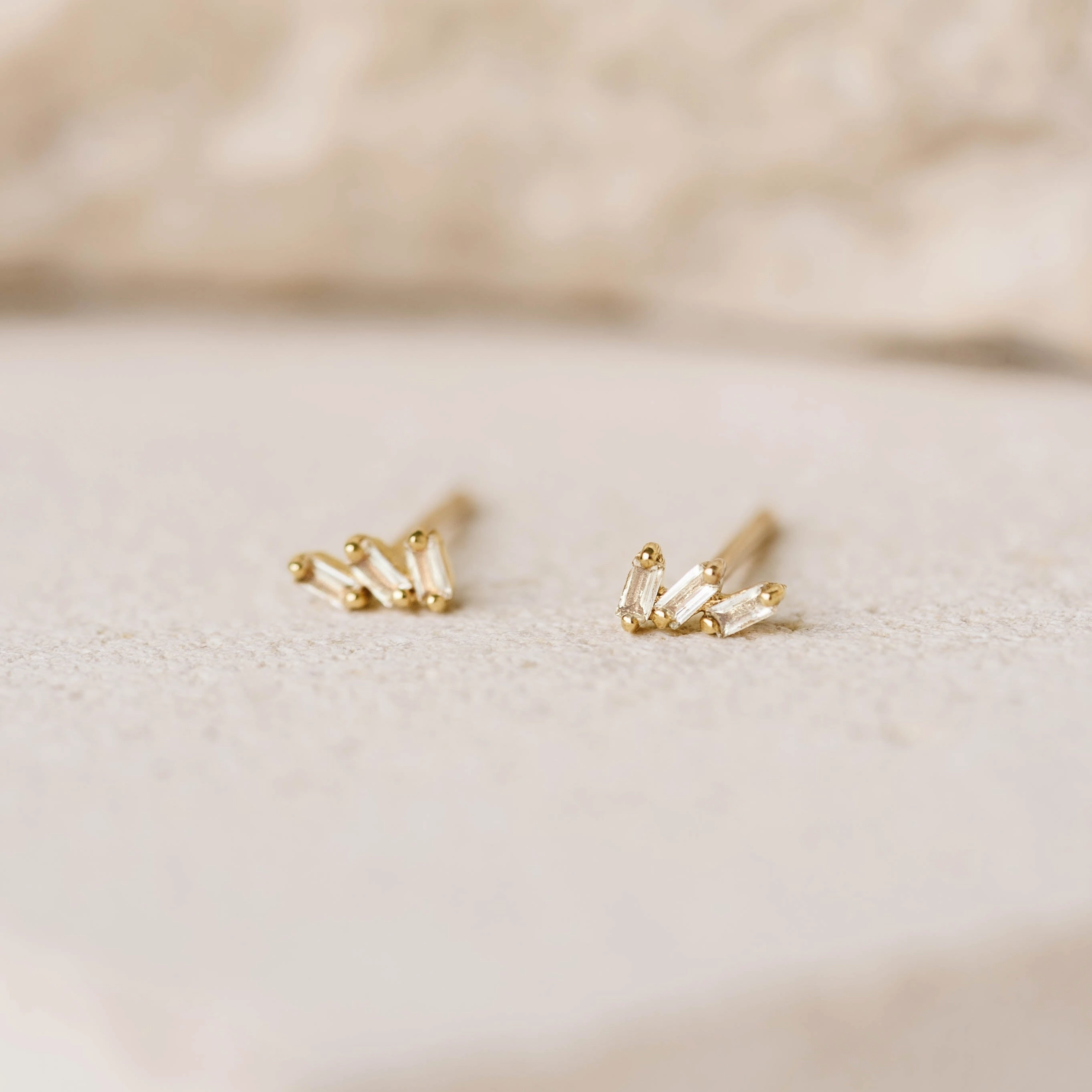 Baguette Cluster Gemstone Stud Earrings - Lovise Unique Accessory Beach Vibes