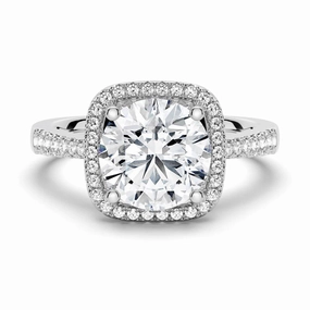 Exclusive Touch Four Prongs Pav?? Halo Moissanite Engagement Ring