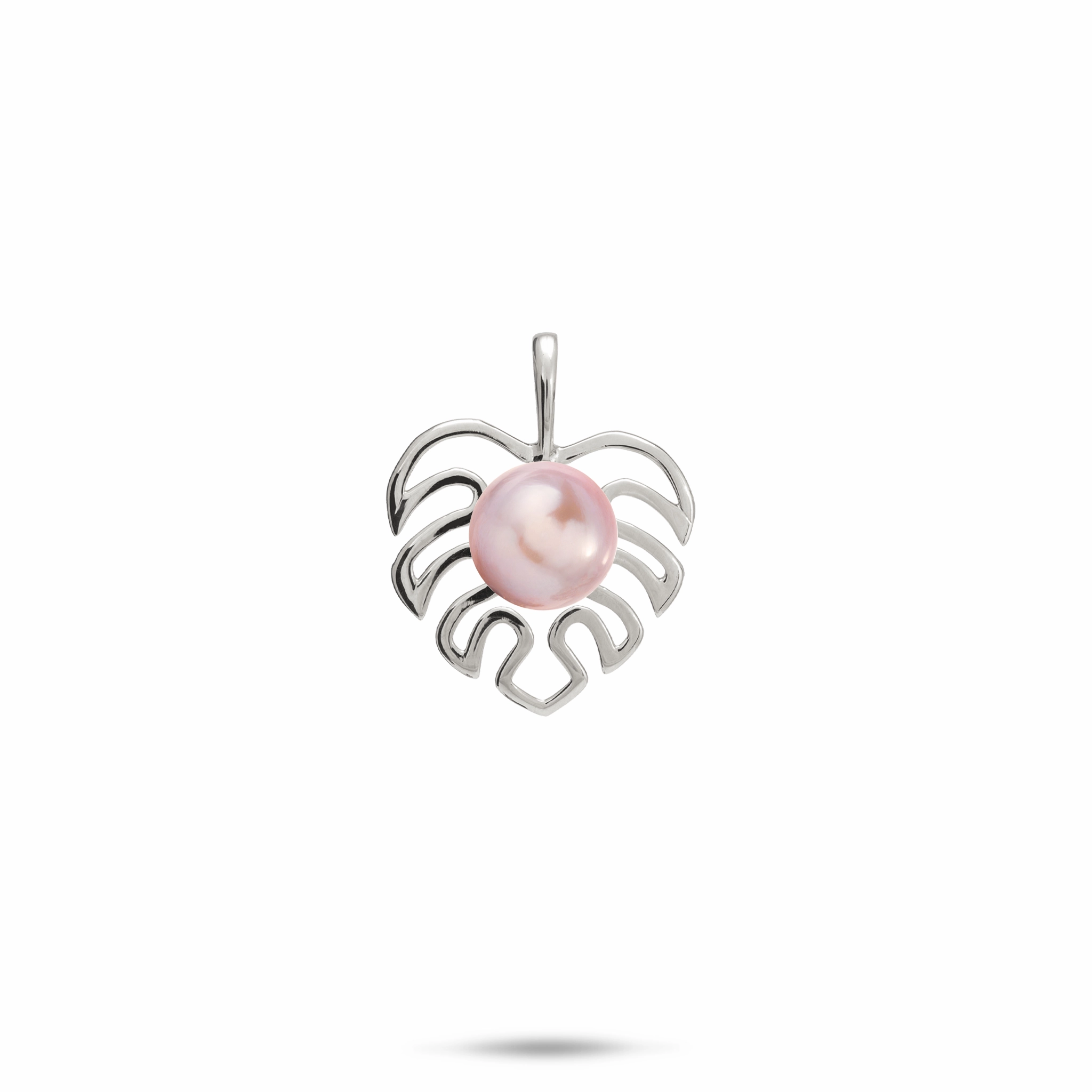 Precious Piece Pick A Pearl Monstera Pendant in White Gold - 14mm