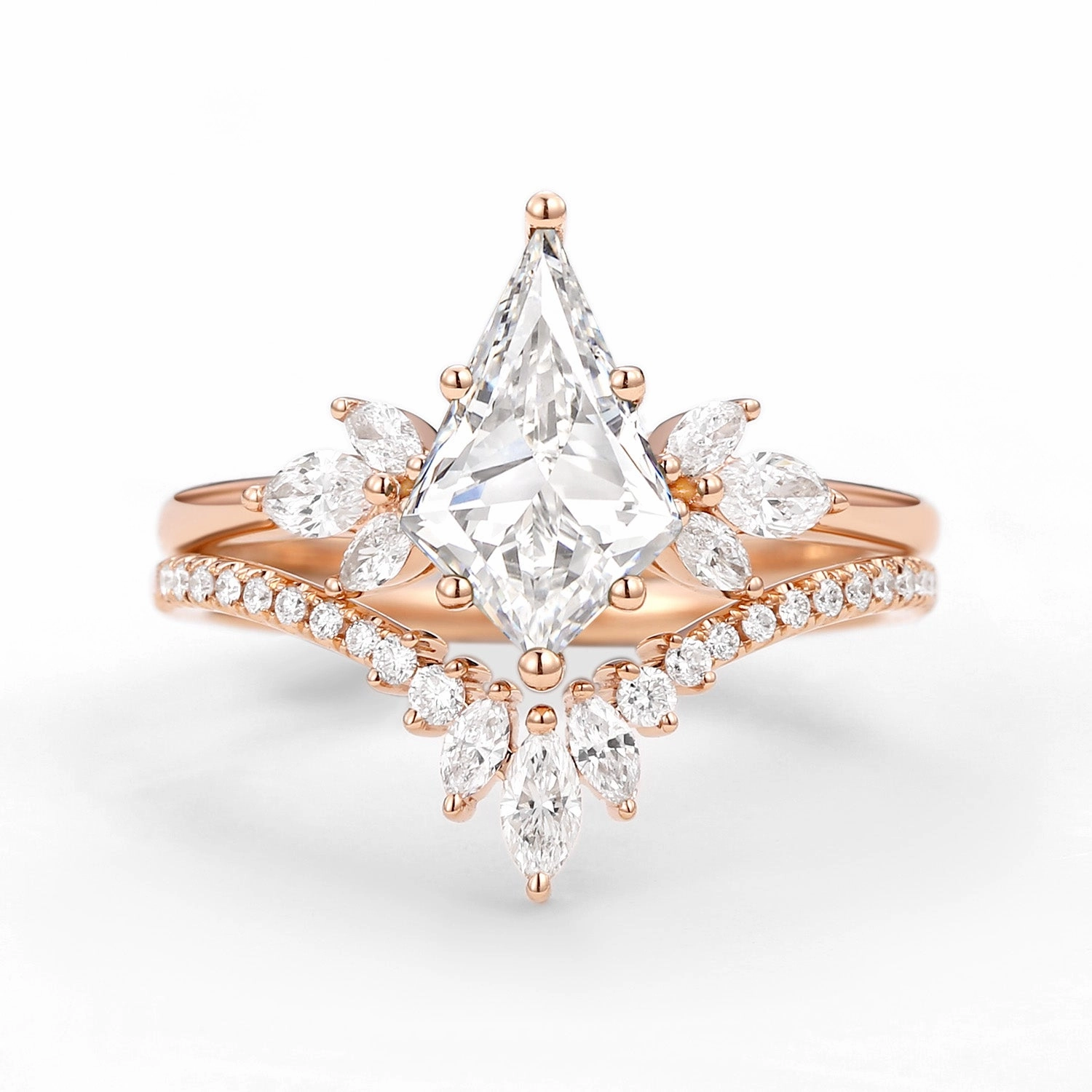 Versatile Craft Stylish Style Fairy Ring - Kite Cut Moissanite Butterfly Engagement Ring Set 2pcs